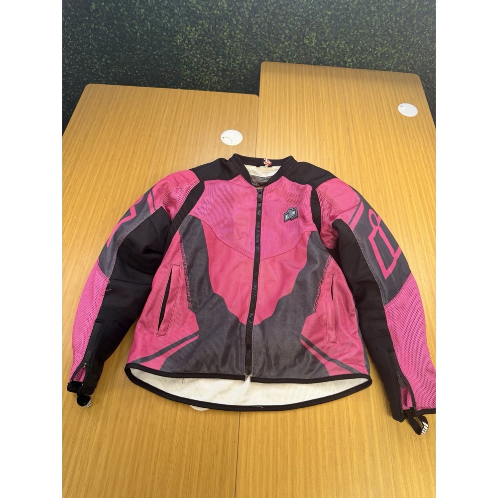Icon Anthem 2 Mesh Riding Jacket Womens Large Pink Black D3O Armor